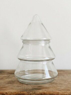 Vintage Anchor Hocking Christmas Tree Shaped 9.5" Candy Jar Sealing Lid 95649